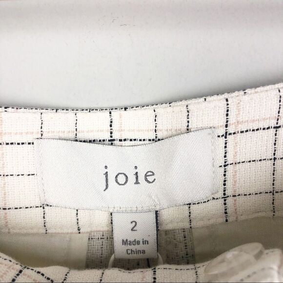 JOIE | Plaid Ankle Pants Porcelain Cotton Size 2 - Picture 8 of 13